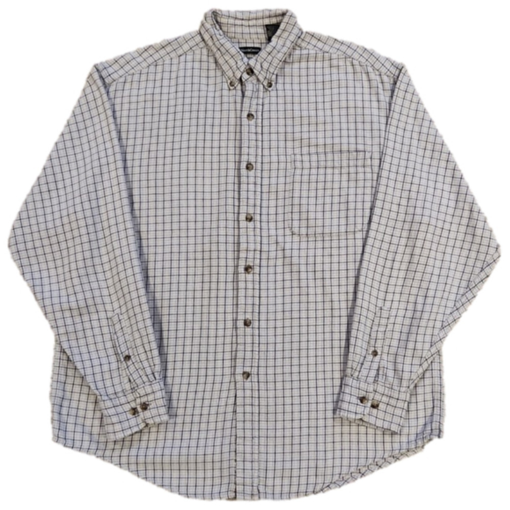 NORTHCREST Gray & White Plaid Button-Up Shirt